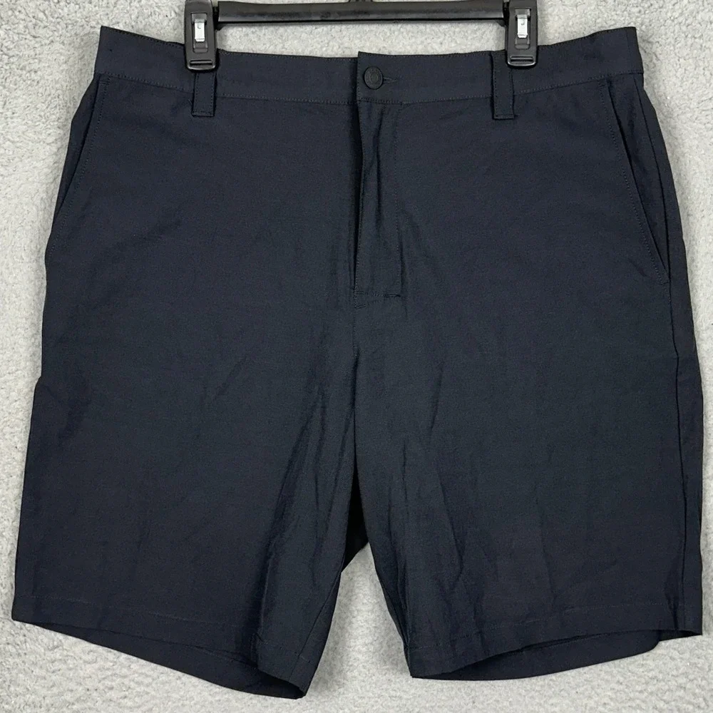 Banana Republic Shorts Mens 38 Performance Black Chino Stretch Waist Flat Front